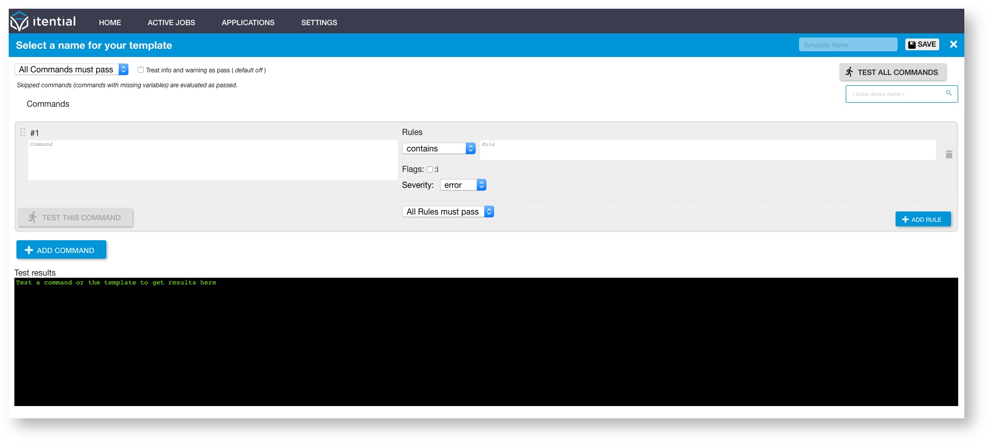 Command Template Designer Page