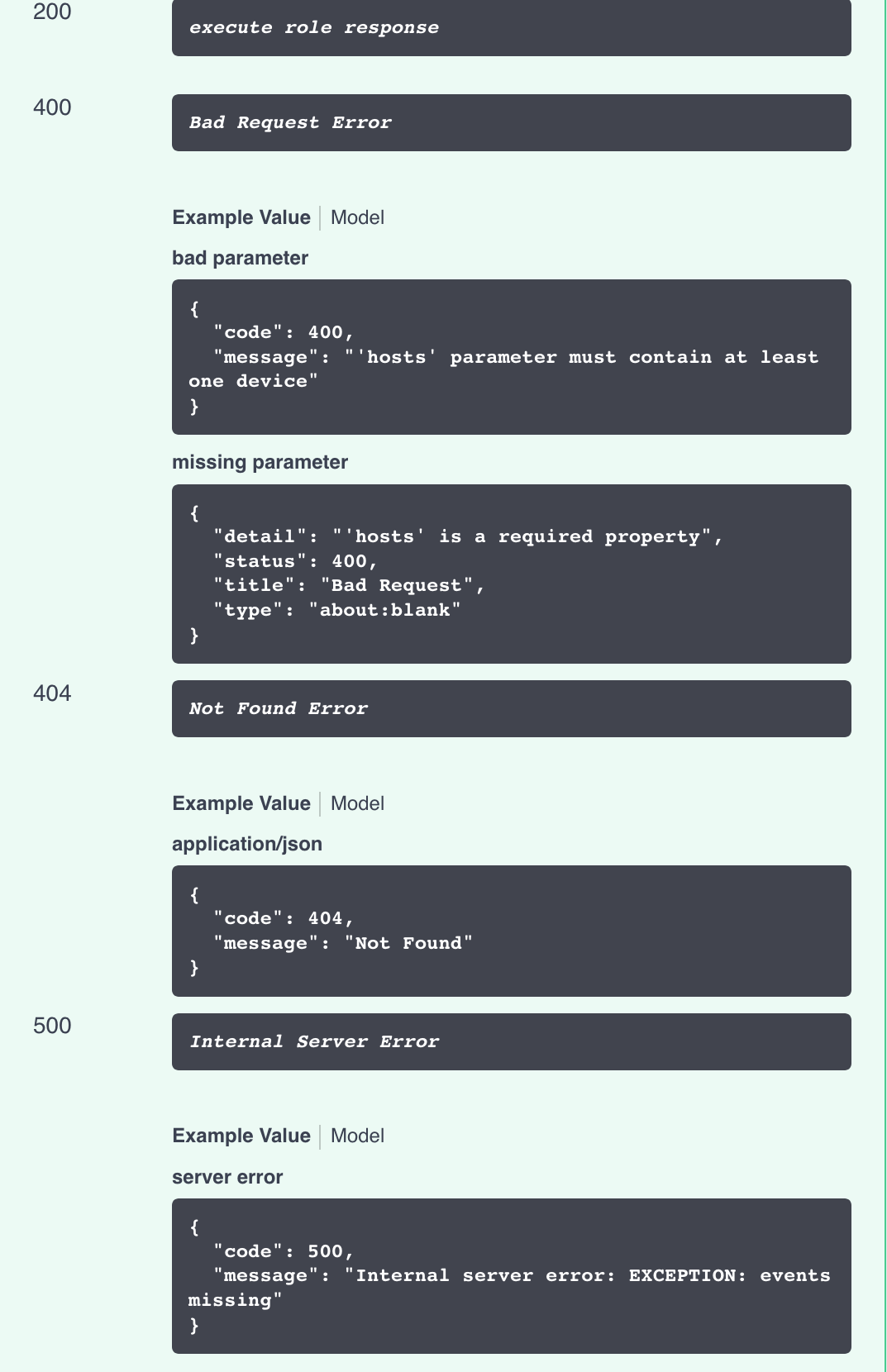 API Post Roles Responses