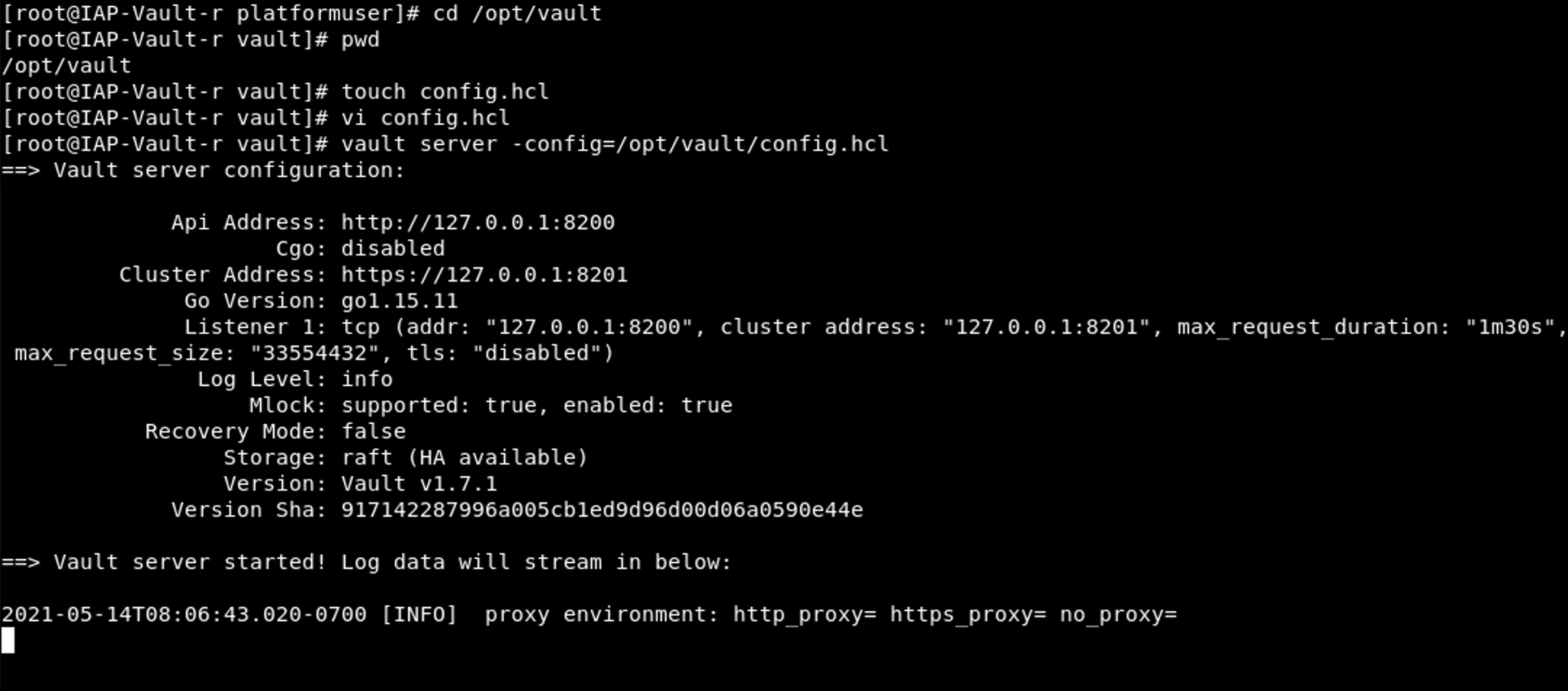 Vault is running