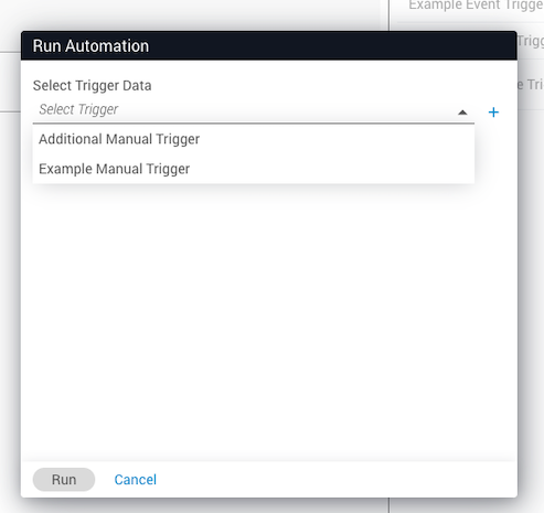 Manual Run Trigger Modal