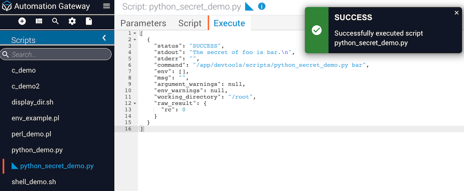 Execute Script Result