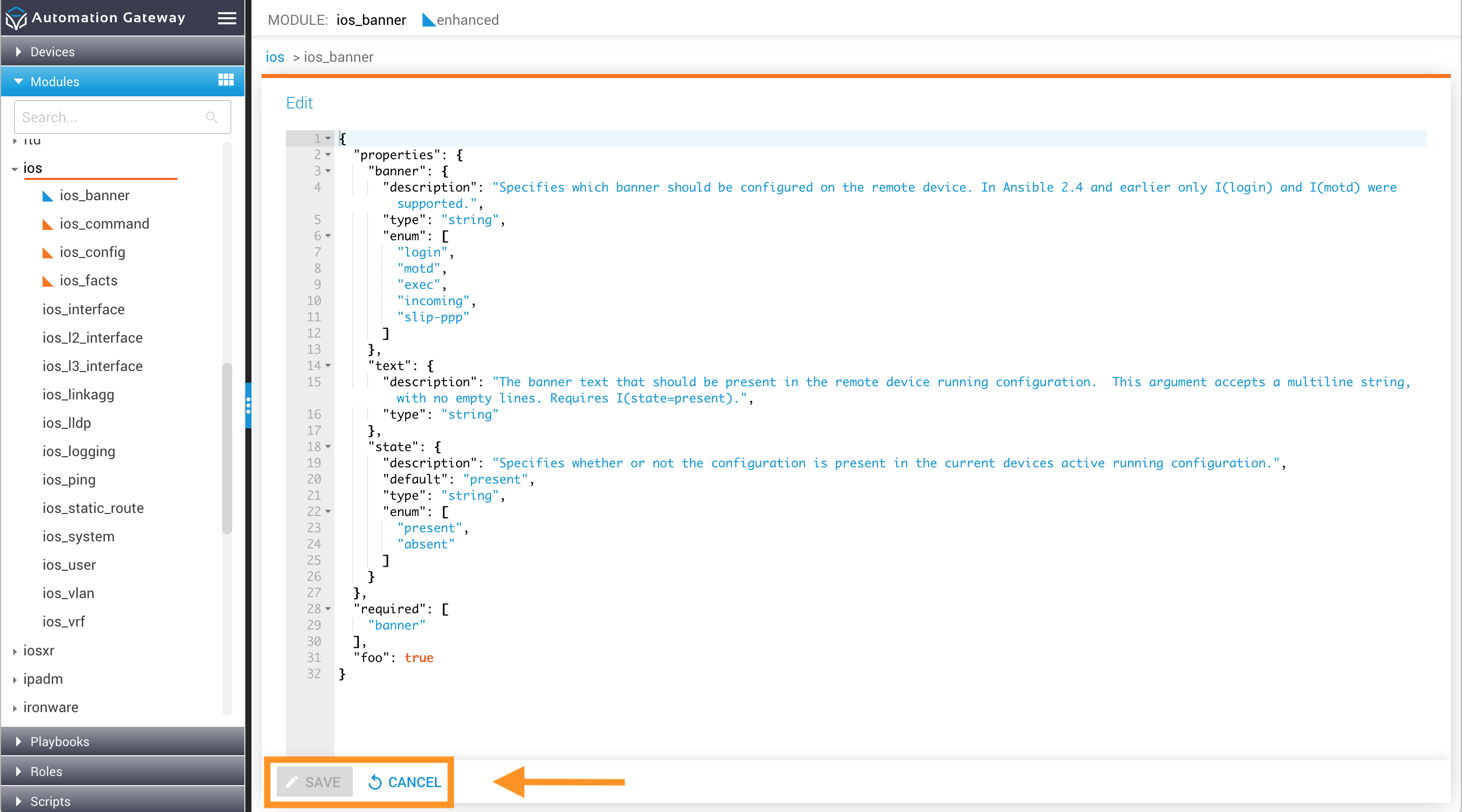 Save JSON Schema Changes