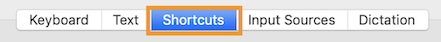 Shortcuts Tab