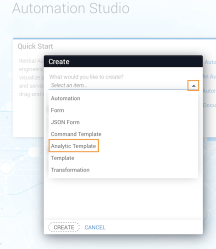 select analytic template