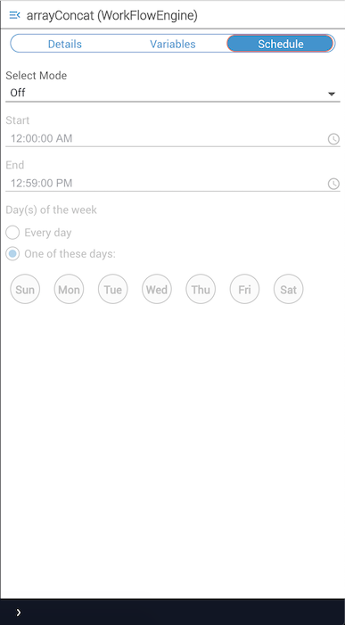 Schedule tab