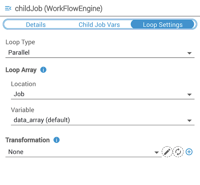 Loop Settings No Transformation