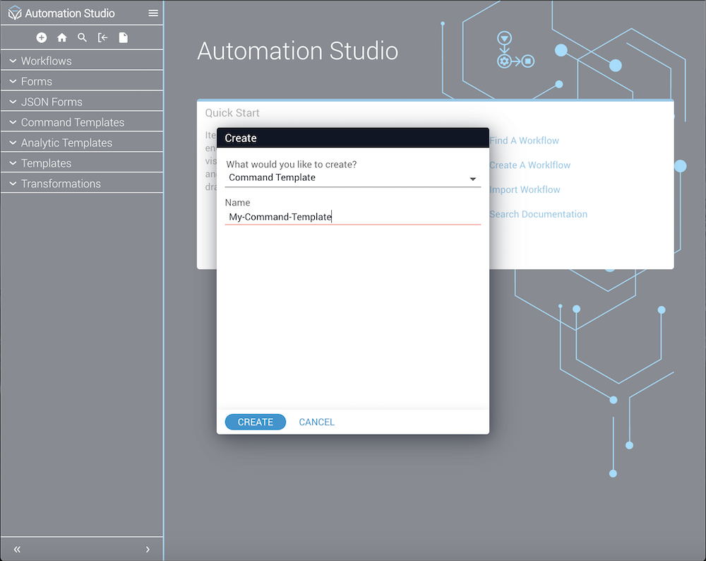 Create Template dialog