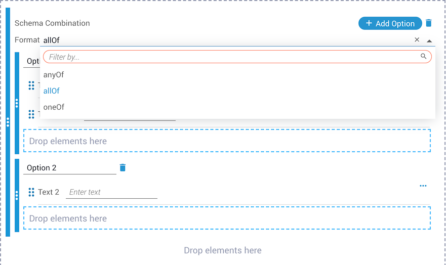 Schema Combination Canvas Dropdown