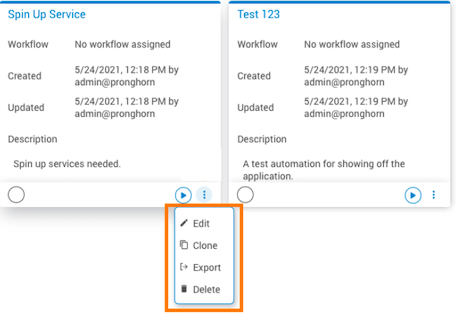 automation menu button